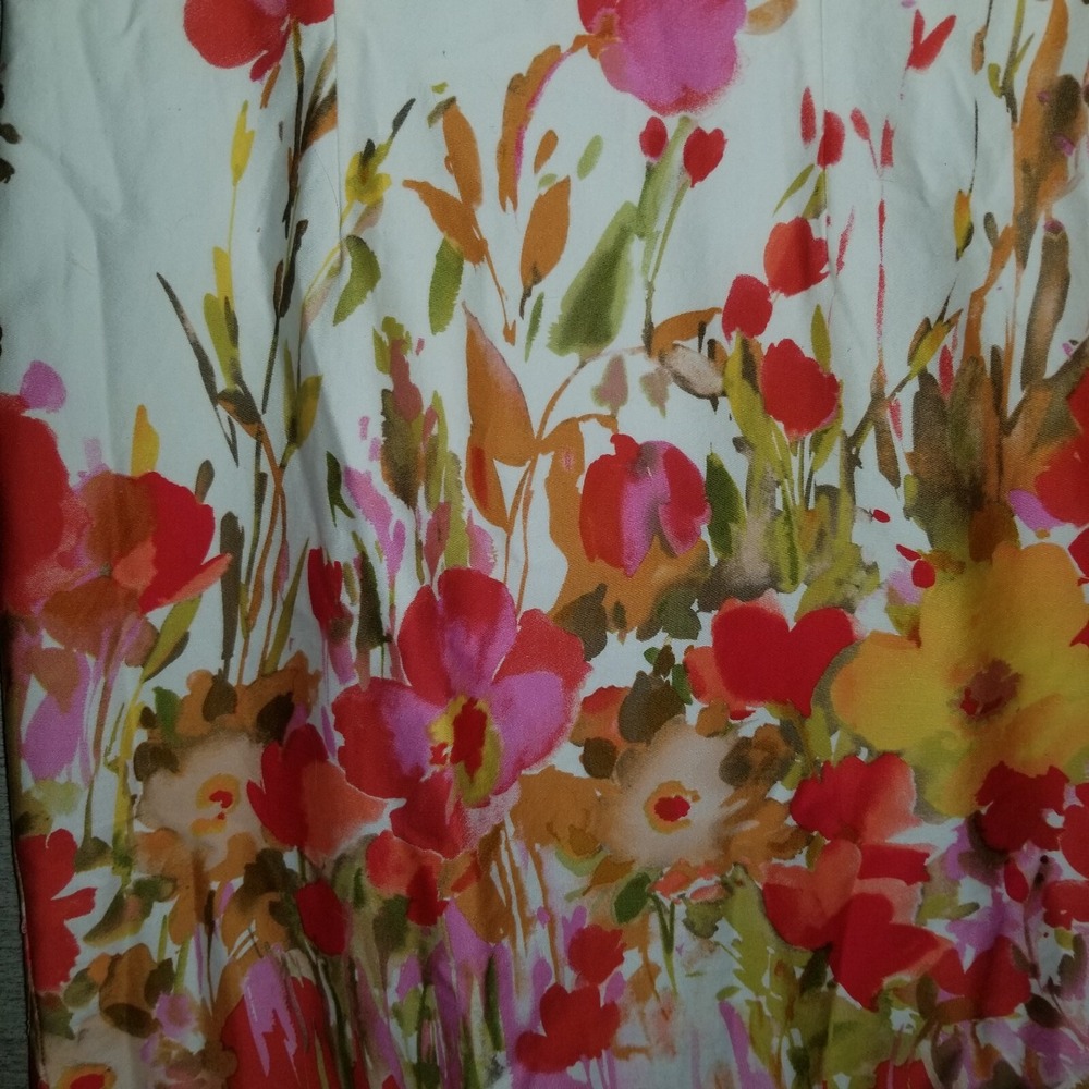 Chadwick's Of Boston Floral Sheath Dress 8 Sleeveless 100% Cotton Spring Garden - Picture 2 of 8